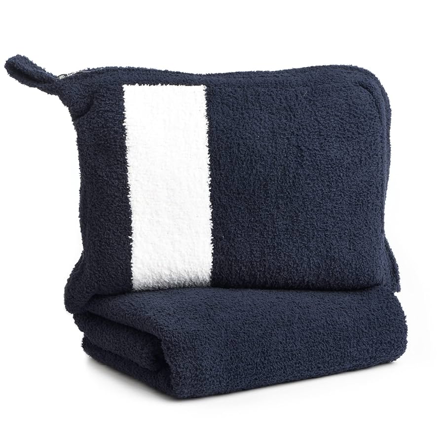 Amazon.com: KASHWÉRE Stripe Travel Blanket in Zipper Pouch